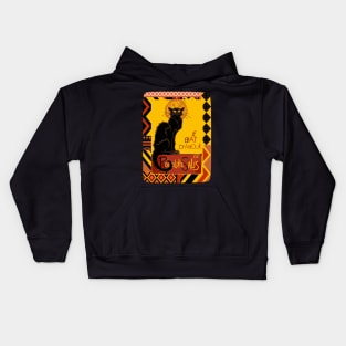 Le Chat Noir D'Amour With Ethnic Border Kids Hoodie